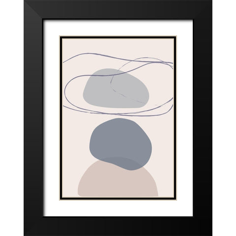 New Shapes Blue No 4 Black Modern Wood Framed Art Print with Double Matting by 1x Studio