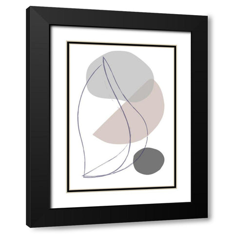 New Shapes Beige 01 Black Modern Wood Framed Art Print with Double Matting by 1x Studio