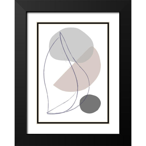New Shapes Beige 01 Black Modern Wood Framed Art Print with Double Matting by 1x Studio