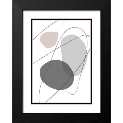 New Shapes Beige No 2 Black Modern Wood Framed Art Print with Double Matting by 1x Studio