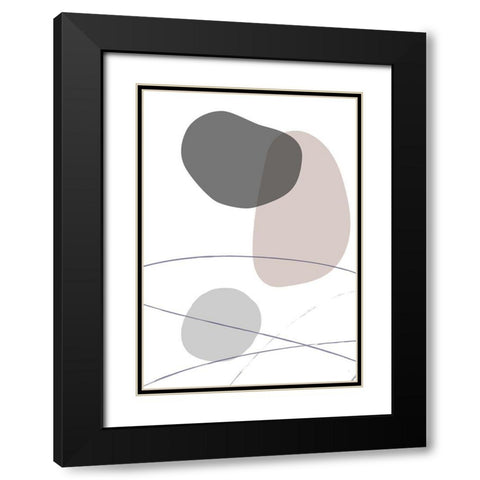 New Shapes Beige 03 Black Modern Wood Framed Art Print with Double Matting by 1x Studio