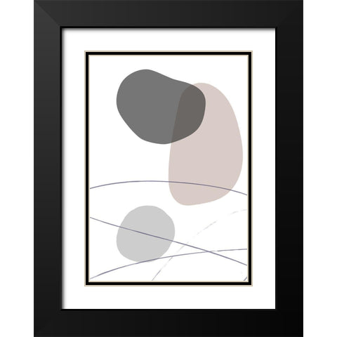 New Shapes Beige 03 Black Modern Wood Framed Art Print with Double Matting by 1x Studio