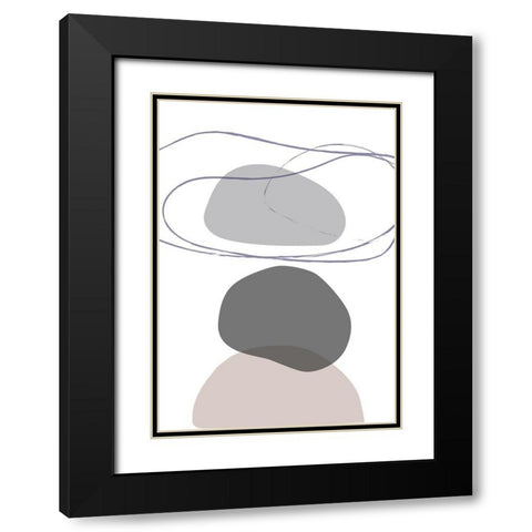 New Shapes Beige 04 Black Modern Wood Framed Art Print with Double Matting by 1x Studio