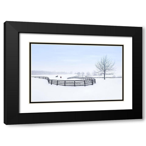Winter Farm Black Modern Wood Framed Art Print with Double Matting by Deng, Larry