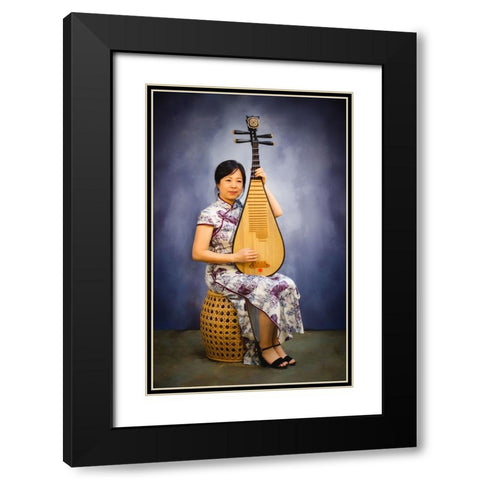 Pipa Black Modern Wood Framed Art Print with Double Matting by Yu, Lucy