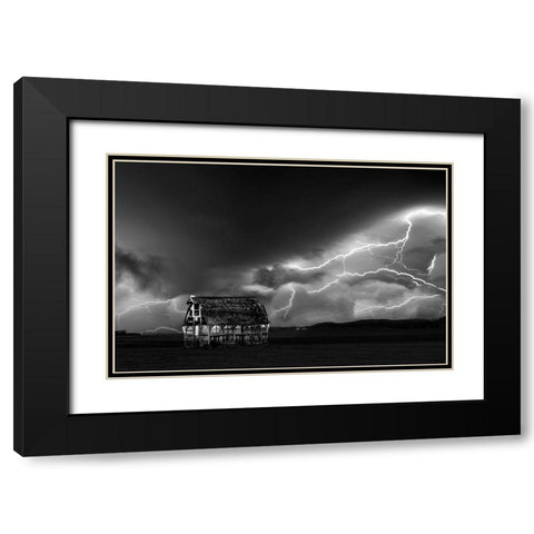 A Night Of Nightning Black Modern Wood Framed Art Print with Double Matting by Su, Yuan