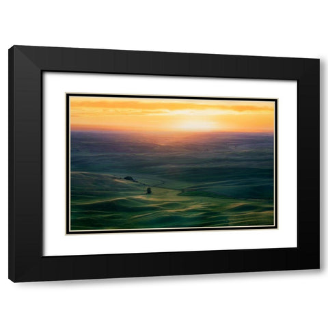 Sunset Over Colfax Black Modern Wood Framed Art Print with Double Matting by Xiao, Hanping