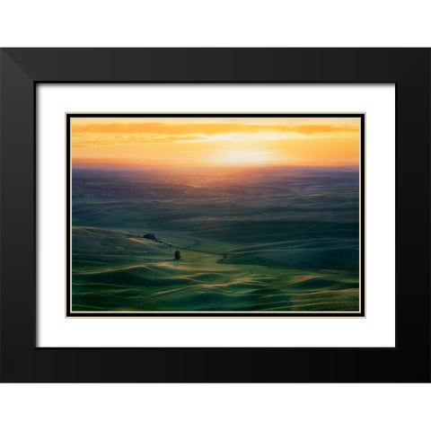 Sunset Over Colfax Black Modern Wood Framed Art Print with Double Matting by Xiao, Hanping