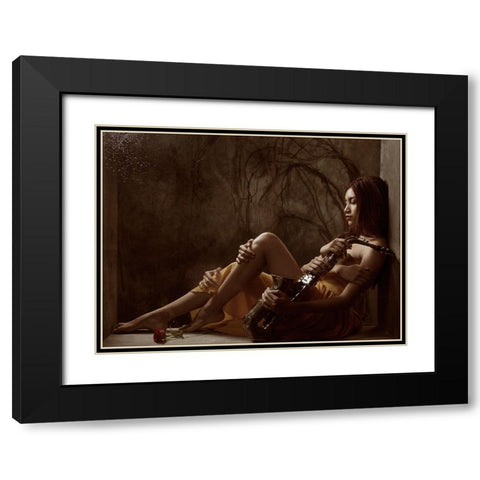 Play Me A Song! Black Modern Wood Framed Art Print with Double Matting by Kisworo, Sebastian