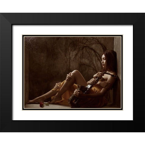 Play Me A Song! Black Modern Wood Framed Art Print with Double Matting by Kisworo, Sebastian