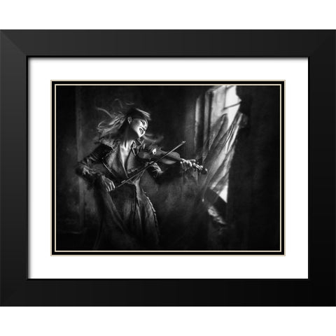 The Rhythm Of Sorrow Black Modern Wood Framed Art Print with Double Matting by Kisworo, Sebastian