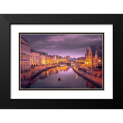 Ghent Black Modern Wood Framed Art Print with Double Matting by Huybrighs, Marc