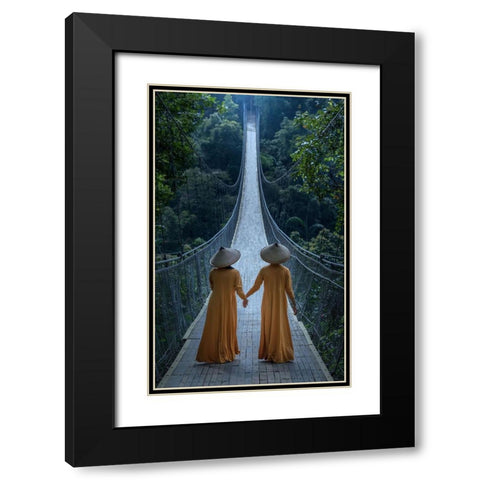 The Bridge Black Modern Wood Framed Art Print with Double Matting by Mikael, Fira