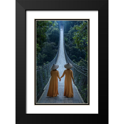 The Bridge Black Modern Wood Framed Art Print with Double Matting by Mikael, Fira
