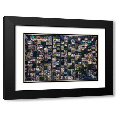 Rooftop Black Modern Wood Framed Art Print with Double Matting by Khan Ronnie, Azim