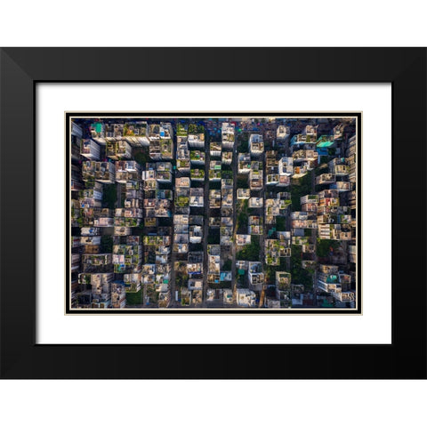 Rooftop Black Modern Wood Framed Art Print with Double Matting by Khan Ronnie, Azim