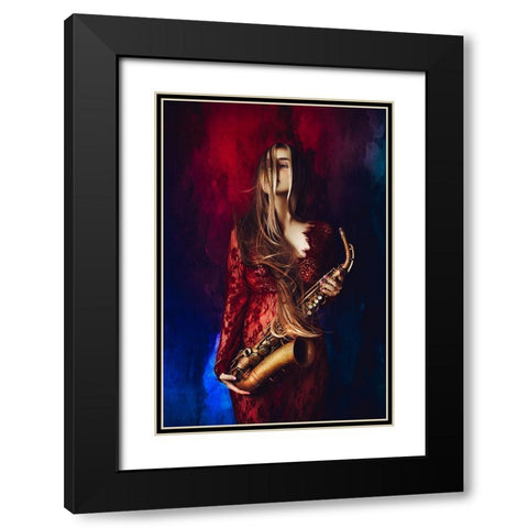 The Music Of Colors Black Modern Wood Framed Art Print with Double Matting by Bolgov (Axe), Ruslan
