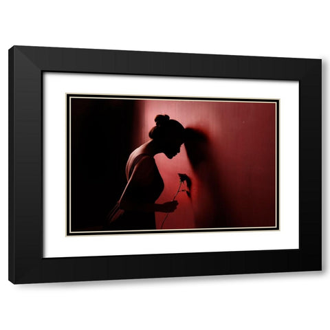Red Rose 3 Black Modern Wood Framed Art Print with Double Matting by Kisworo, Sebastian