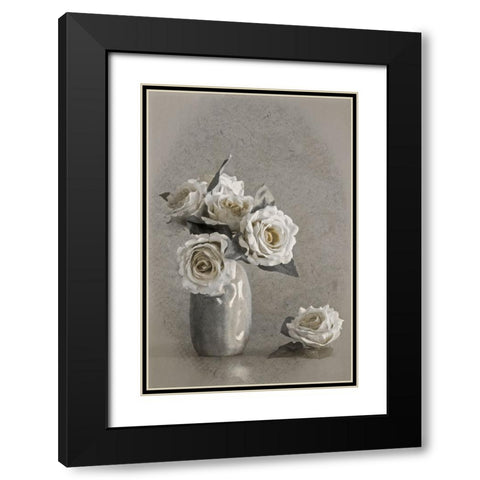 Faded Lines Black Modern Wood Framed Art Print with Double Matting by Kiral, Cicek