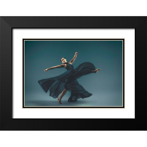 Flow Of Dance Black Modern Wood Framed Art Print with Double Matting by Li, Rob