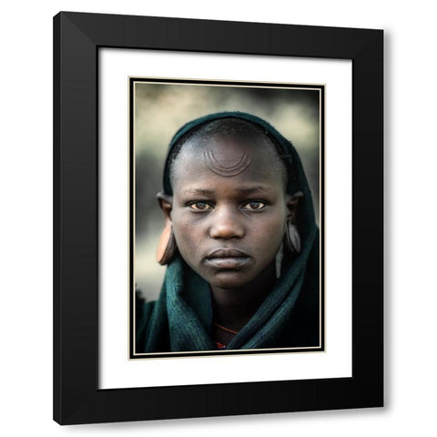 Girl Of The Suri Black Modern Wood Framed Art Print with Double Matting by Cole, Trevor