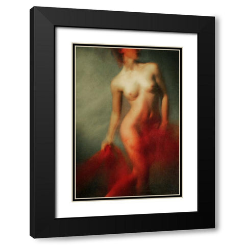 Red I Black Modern Wood Framed Art Print with Double Matting by miriana