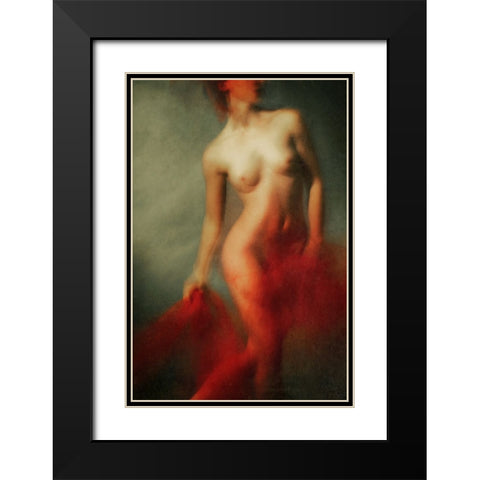 Red I Black Modern Wood Framed Art Print with Double Matting by miriana