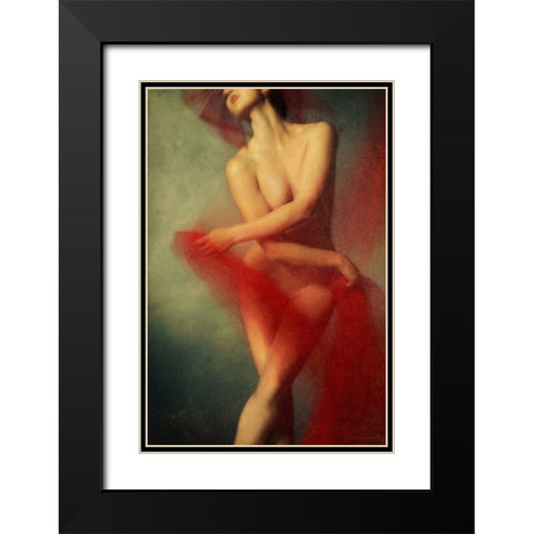 Red Ii Black Modern Wood Framed Art Print with Double Matting by miriana