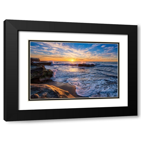 San Diego Sunset Black Modern Wood Framed Art Print with Double Matting by Reames, Richard