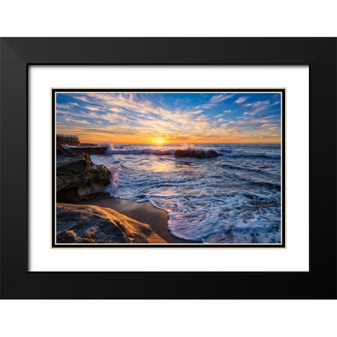 San Diego Sunset Black Modern Wood Framed Art Print with Double Matting by Reames, Richard