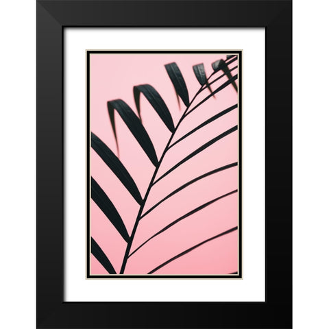 Graphic palm leaf_2 Black Modern Wood Framed Art Print with Double Matting by 1x Studio III