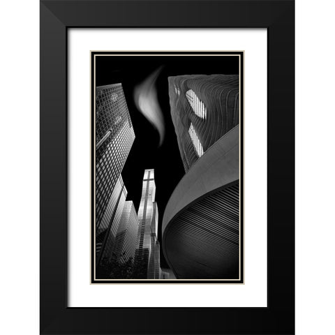 Downtown Chicago Black Modern Wood Framed Art Print with Double Matting by W., Catherine