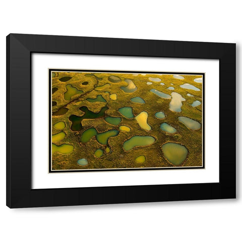 Aerial Abstract Of Small Lakes Black Modern Wood Framed Art Print with Double Matting by Bian, James
