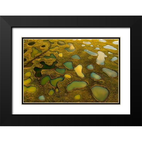 Aerial Abstract Of Small Lakes Black Modern Wood Framed Art Print with Double Matting by Bian, James