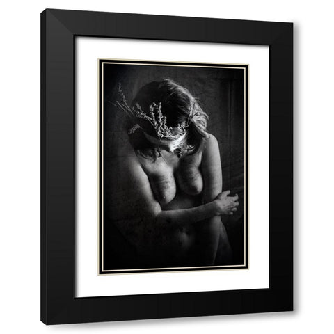 Flora Fiction Black Modern Wood Framed Art Print with Double Matting by Bousca, Bogdan