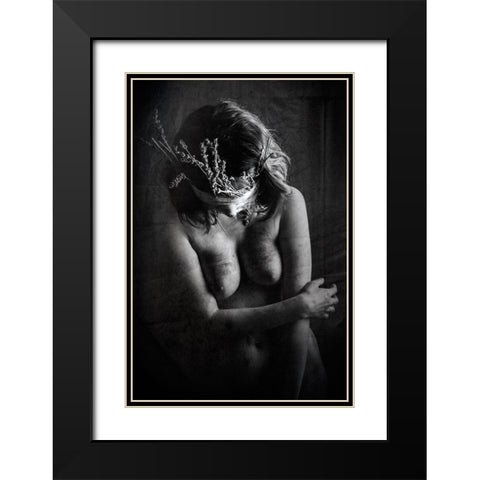 Flora Fiction Black Modern Wood Framed Art Print with Double Matting by Bousca, Bogdan