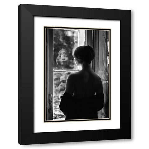 Devil In You Black Modern Wood Framed Art Print with Double Matting by Kapsha, Eduards