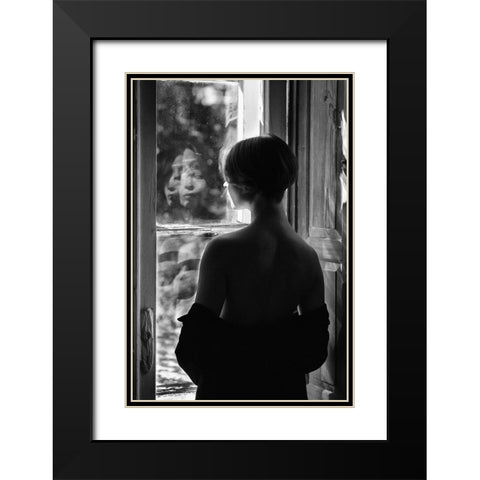 Devil In You Black Modern Wood Framed Art Print with Double Matting by Kapsha, Eduards