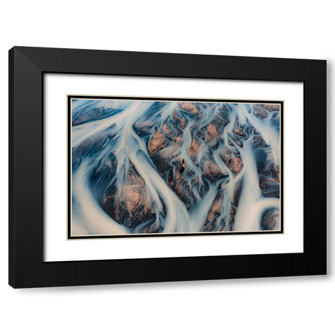 The Glacier Rivers Of Iceland Black Modern Wood Framed Art Print with Double Matting by Loucaides, Valentinos