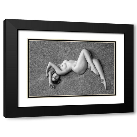 Golden Spiral Black Modern Wood Framed Art Print with Double Matting by Kapsha, Eduards