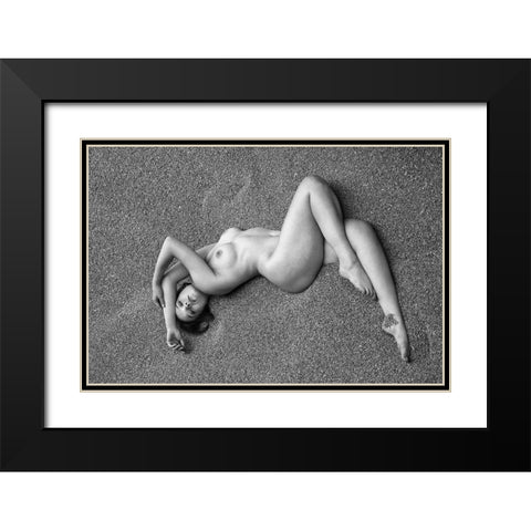 Golden Spiral Black Modern Wood Framed Art Print with Double Matting by Kapsha, Eduards
