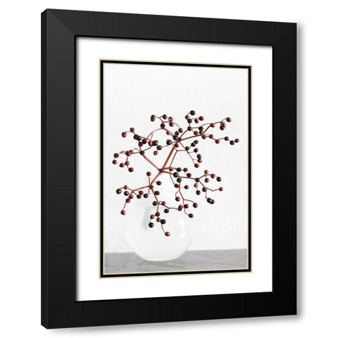 Vase_berries Black Modern Wood Framed Art Print with Double Matting by 1x Studio III