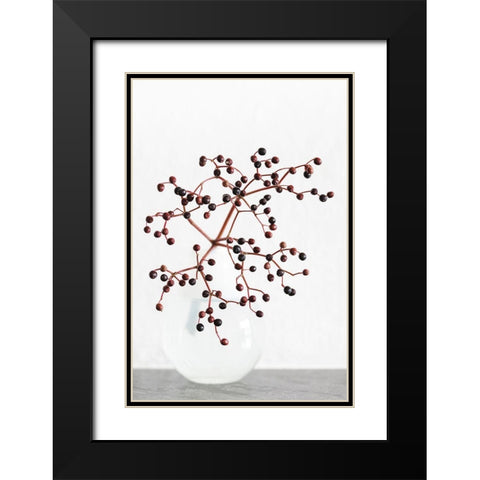 Vase_berries Black Modern Wood Framed Art Print with Double Matting by 1x Studio III