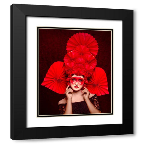 Chinese Red Art Black Modern Wood Framed Art Print with Double Matting by Mukherjee, Debarghya