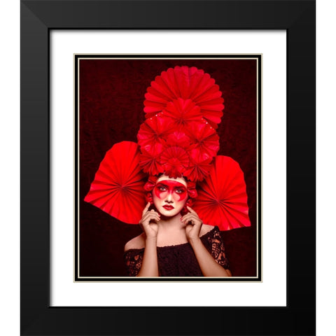 Chinese Red Art Black Modern Wood Framed Art Print with Double Matting by Mukherjee, Debarghya