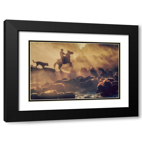 The Buffalo Shepherd Black Modern Wood Framed Art Print with Double Matting by Aktar, Meric
