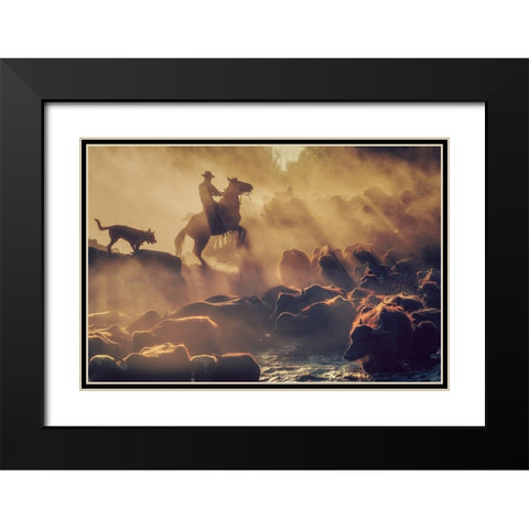 The Buffalo Shepherd Black Modern Wood Framed Art Print with Double Matting by Aktar, Meric