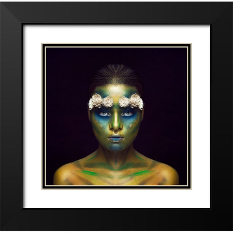 Dark Girl Black Modern Wood Framed Art Print with Double Matting by Mukherjee, Debarghya