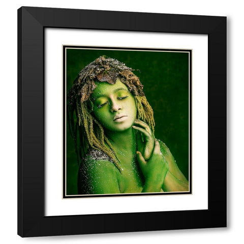 Green Witch Black Modern Wood Framed Art Print with Double Matting by Mukherjee, Debarghya