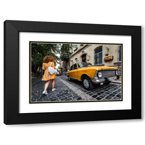 Baku City Black Modern Wood Framed Art Print with Double Matting by Ali Nanadeh, Amir